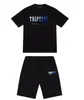 Mens Trapstar T -skjorta Kort ärm Tryckdräkt Chenille Tracksuit Black Cotton London Streetwear Motion Design 90ESS