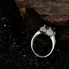 Cluster Rings Clarify 0.40ct Diamond Red Ruby Wedding Solid 14Kt White Gold Gemstone Jewelry For Sale WU257Cluster Brit22
