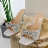 Liyke New Fashion Stransparent Heels Slippers女性Crystal Bowknot Sssides Summer Sandals Ladies Square Toe Wedding Shoes 220530