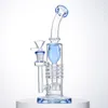 Narghilè Torus Bong in vetro spesso Ratchet Perc Soffione doccia invertito Olio Dab Rigs Barrel Percolatore Tubi d'acqua 14mm Bong unico con ciotola YQ02