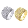 Moda Hip Hop Jewelry Big 18K Gold Filled Pave Mirco CZ Diamond Piedras preciosas Mujeres Wedding Party Anillo de dedo Regalos