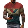 남자 티셔츠 레트로 스타일 남성 여름 3D 인쇄 단축형 대형 패션 스티칭 패턴 대형 티셔츠 남성 탑승자 '