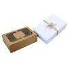 غلاف الهدية 3/6/9/21PCS Kraft Paper Candy Box Clear Window DIY Cookies Bakery Baching Bag Party Form