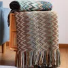 100% Acryl Hand Knitted with Tassel Summer Bed Sofa Travel Breathable Chic Bohemian Soft Comfortable Blanket 220616220A