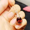 Lockets Natural Real Red Garnet Lute Style Necklace Pendant per smycken 3.8CT Gemstone 925 Sterling Silver T29907