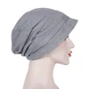 Berretti Volant Hijab Musulmano Donna Increspato Solido Visiera Cappello Cancro Chemio Beanie Turbante Wrap Cap Femme Musulman TurbantesBerets Pros22