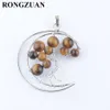 Wholesale mezclado croked luna colgantes Silver Wrap Wrap Tree of Life Round Stone Beads Jewelry Dangle Charms DBN453