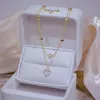 Chains E PIEDI 2022 Gold Double Layer Heart Necklace Zircon For Women Clavicle Chain Elegant Charm Wedding Pendant JewelryChains