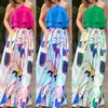 Womens Clothes Printed Straight Pants Two-piece Set For Summer 2022 Sexy Sleeveless Double-layer Halter Tops Suit