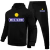 2 stycken set tracksuit huva tröjor dragkammare manliga sport hoodies som kör sportkläder ricard män varumärke höst vinter 220722