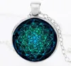 Mandala fleur de vie pendentif collier Vintage bouddhisme méditation Cabochon verre temps pierre collier pour femmes hommes bijoux de mode