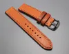 Watch Bands Arrivals 20 22mm High-end Handmade Genuine Leather Strap Band Orange Watchbands With Buckle Soft Cowhide Bracelet Belt Hele22