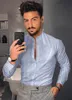 Chemise pour hommes à manches longues hawaïen Social luxe boutonné Cardigan Blouses en gros simple boutonnage col rabattu large 220401