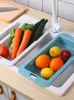 Hooks & Rails Adjustable Drain Basket With Cutting Board Retractable Various Styles Easy To Filter In Home Kitchen Plastic Sink RackHooks