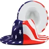 America Flag Fedora Felt Hat for Women Wide Brim Stars et rayé Panama Cap Man Felt Jazz Hat Outdoor Festival Caps