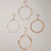 Boho Crystal Tree Leaf Nappa Cavigliere per donna Geometria oro Cavigliera regolabile in metallo cavo Set di gioielli 4 pezzi/set
