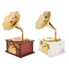 Obiekty dekoracyjne figurki antyczne drewniane pudełko muzyczne metalowe fonografie ręczne pudełka korbowe kreatywne klasyczne wystrój domu