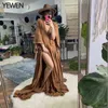 Elegant Maternity Dresses For Photoshoot Long Flare Sleeves Side Slit Pregnancy Dress Cotton Maxi Dress Yewen J220628