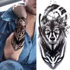 NXY tatouage temporaire forêt loup pour femmes hommes tigre faux Lion fleur autocollant noir animaux boussole monstre Tatoo enfant garçon 0330