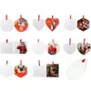 3 Zoll 4 Stil Sublimationsrohlinge Glas Weihnachtsanhänger einseitig Wärmeübertragung Ornamente Festival Dekor mit rotem Band für DIY Basteln Zuhause Weihnachtsbaum Dekor