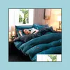 Yatak Setleri Malzemeler Ev Tekstil Bahçe Kalın Pazen 4pcs Set King Boyut Yorgan Coral Peluş Nevresim Erken Yatak Tabak Sıcak Kış Damağı