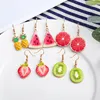 Dangle & Chandelier Fashion Summer Watermelon Fruit Jewelry Earrings Creative Strawberry Grapefruit Kiwi Pineapple Girl Party Gift184W