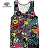 SONSPEE 3D Art Print Anime Graffiti Hipster Abstract Tank Top Men's Summer Funny Casual Streetwear Muscle Sleeveless Vest Shirt 220627