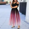 Kleider in Übergröße, kalte Schulter, Ombre-Rundhalskleid, Abendparty, Farbverlauf, schulterfrei, Rüschen, Vestidos, Sommer, übergroß, SundressPlus