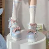 Sukienka buty kawaii damskie sandały platforma patchworka łuk zapatillas mujer 2022 Spring Japan Style Bluckle Bells Girls Lovely Lolita 220516