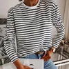 Femmes Mode Noir Et Blanc Chemisier À Rayures Chemise Casual Manches Longues O-cou Doux Chemise Coréenne Dames Femmes T-Shirt Automne 220407