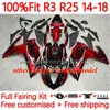 Spuitvormige schimmelbeurs voor Yamaha YZFR3 YZF-R25 YZFR25 14-18 Carrosserie 30No.9 YZF R 3 25 R3 R25 14 15 16 17 18 YZF-R3 2014 2015 2015 2017 2017 2018 OEM Body Kit Shark Red Red Red