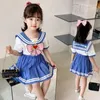 Bébé filles vêtements ensembles été arc hauts rayés jupes plissées costumes mignon Cosplay fête Custume enfants ensemble 220715