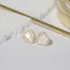 Stud Koreańska modna opal okrągła inkrustowani cZ Heart Kolczyki proste jakość miłosnej kolczyki urodzin