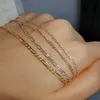 Chokers 100% 925 Sterling Gümüş Çok Katmanlar Seks Kolyeler 2mm Küba Zinciri Altın Kaplama Moda Noel Hediyeleri Bilezikler Kadın Jewelrychoke