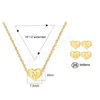 Initial Letters Pendant Necklace For Woman Cute Gold Color Engraved 26 Alphabet Stainless Steel Heart Necklace Simple Jewelry