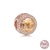 Ciondolo occhio di gatto in argento sterling 925 in oro rosa con perline fini fai-da-te adatto ai gioielli del braccialetto di fascino Pandora