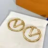 Designer Gold Pendant Earrings Big Circle For Women Stud Earring luxury designers Letter V Studs Earrings high quality jewelry Gift
