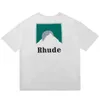 22 SS Ins High Street Tide Brand Rhude Men's Camisetas Letra Impressa Round Neck Camise de algodão solto T-208K