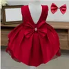 Girl's Dresses Summer Big Bow Baby Girl 1st Birthday Party Wedding Dress Toddler Embroidery Flower Princess Kid Clothes VestidoGirl's