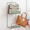 Hooks & Rails Double-Layer Wall Door Mount Hanging Bag Shelf Household Closet Storage Rack Bracket Purse Handbag OrganizerHooks