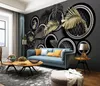 Custom Nordic wallpaper golden tropical plant leaves 3D stereo light luxury background wall mural HD painting 3D Wallpapers