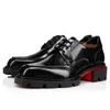 Lyxdesign män ankelstövlar botten skor svart läder spikar sneaker loafers plattform gummi enda snörning märke 38-44