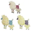 20 pièces/lot bijoux de mode mignon broche cristal strass avec perle caniche Animal broche pour la décoration