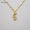 Pendant Necklaces FoRomance Woman Man YELLOW GOLD GP 18" WATER WAVE CHAIN & FULL CZ STONS MOON CUTE SHAPED 2 STYLES CAN BE CHOSEN