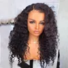 Jet Black Kinky Curly Soft 180 -Gęstość 26 -calowa Część Blue Blue Koronkowa przednia peruka dla czarnych kobiet z włosami dla dzieci Naturalna linia włosów HE2946798572660