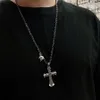 Retro Embossed Jazz Crown Cross Pendant Necklace Titanium Steel Men's Personality Hip Hop Street Fashion Trend Accessories