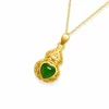 Moda e requintada pendente de ouro de areia hetiana jade pendente de cabaça de ouro seguro pingentes de ouro incrustado jade jade auspicious colares de pendentes de desejo