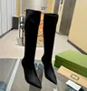 Damen-Designer-Stiefel, sexy High Heels, Stretch-Overknee-Stiefel, spitze Zehenpartie, Martin-Oberschenkelhohe Stiefeletten aus echtem Leder