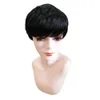 Pixie Cut Wig Human Hair Brazilian Straight Wigs Natural Full Machine Made None spets peruker med Bang för svarta kvinnor Glueless1232621