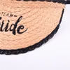 Breite Krempe Hüte Sommer Stickerei Brief Braut Top Leere Strohhut Einstellbare Band Schleife Bräute Team Strand Frauen Lacebrim UV Sonne CapWid